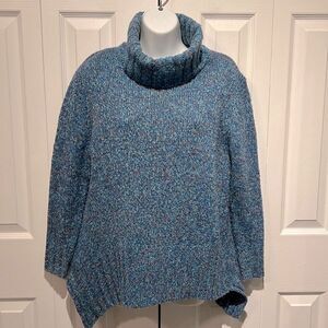 Tabi Blue Turtleneck Asymmetrical‎ Sweater Size S